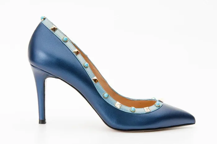 Vinci Leather Heels The Tikapur Blue Leather Pump Shoe 8211 Women