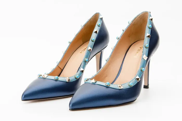 Vinci Leather Heels The Tikapur Blue Leather Pump Shoe 8211 Women