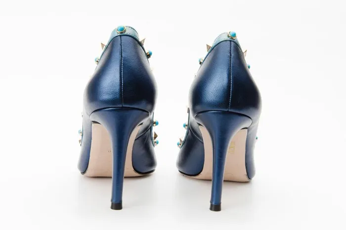 Vinci Leather Heels The Tikapur Blue Leather Pump Shoe 8211 Women