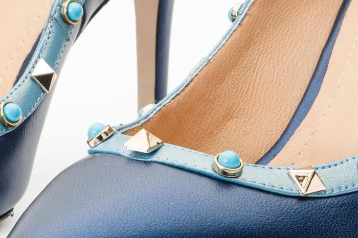 Vinci Leather Heels The Tikapur Blue Leather Pump Shoe 8211 Women