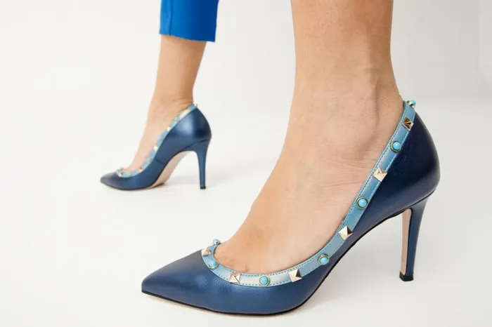 Vinci Leather Heels The Tikapur Blue Leather Pump Shoe 8211 Women