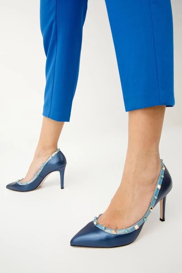 Vinci Leather Heels The Tikapur Blue Leather Pump Shoe 8211 Women