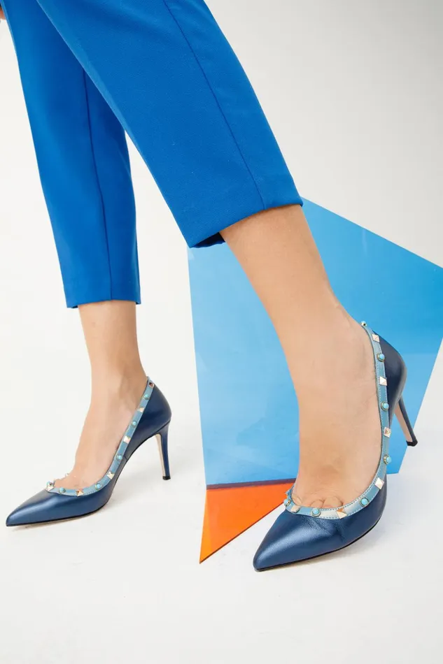 Vinci Leather Heels The Tikapur Blue Leather Pump Shoe 8211 Women