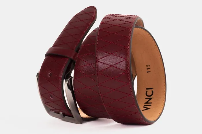 Vinci Leather Leather Belts The Adler Burgundy Leather Belt 8211 Men
