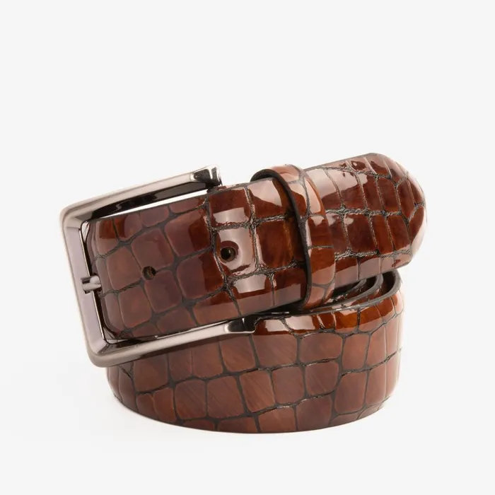 Vinci Leather Leather Belts The Cordova Brown Patent Leather Belt 8211 Men