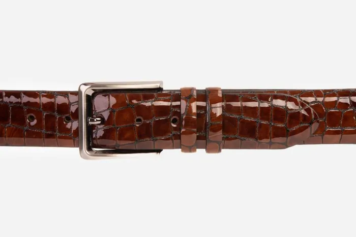 Vinci Leather Leather Belts The Cordova Brown Patent Leather Belt 8211 Men