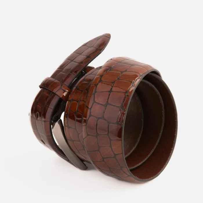 Vinci Leather Leather Belts The Cordova Brown Patent Leather Belt 8211 Men
