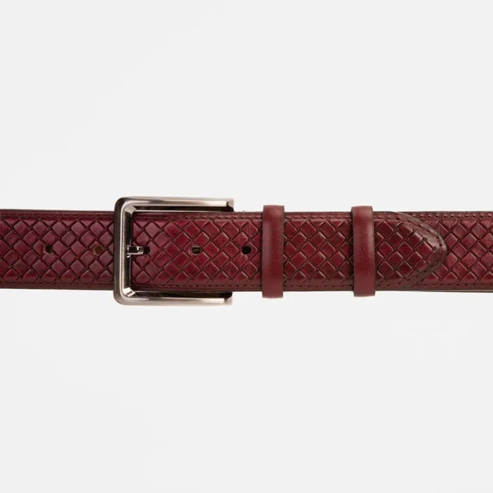 Vinci Leather Leather Belts The Layla Burgundy Woven Pattern Leather Belt 8211 Men