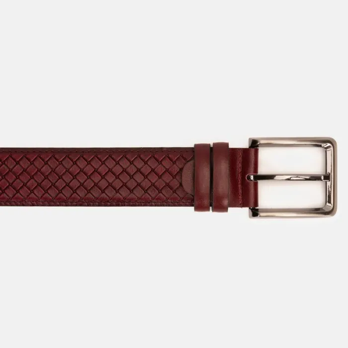 Vinci Leather Leather Belts The Layla Burgundy Woven Pattern Leather Belt 8211 Men