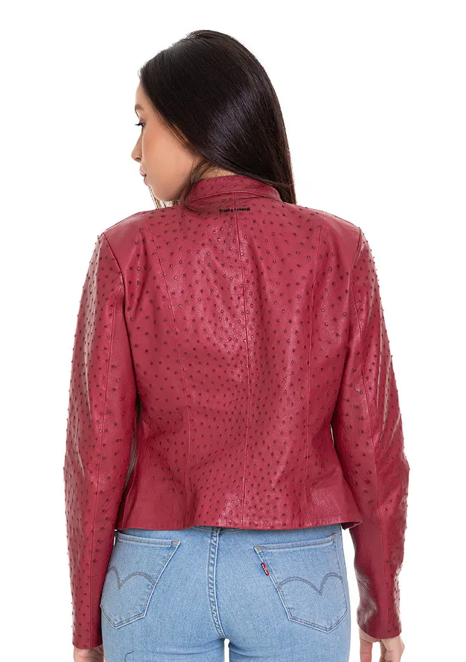 Vinci Leather Leather Jackets The Comly Burgundy Ostrich Leather Jacket 8211 Women