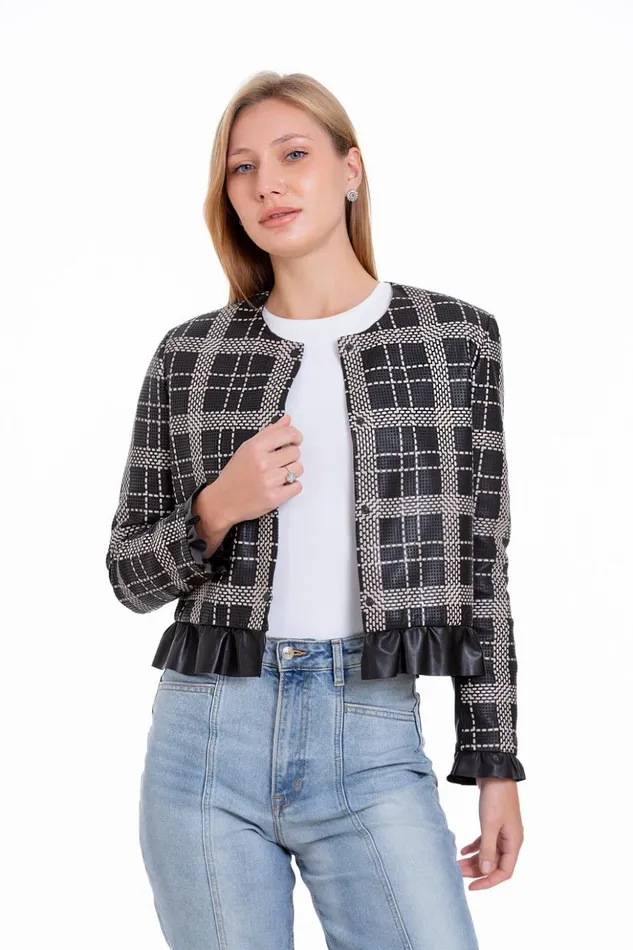 Vinci Leather Leather Jackets The Enmore Handwoven Leather Black Jacket 8211 Women