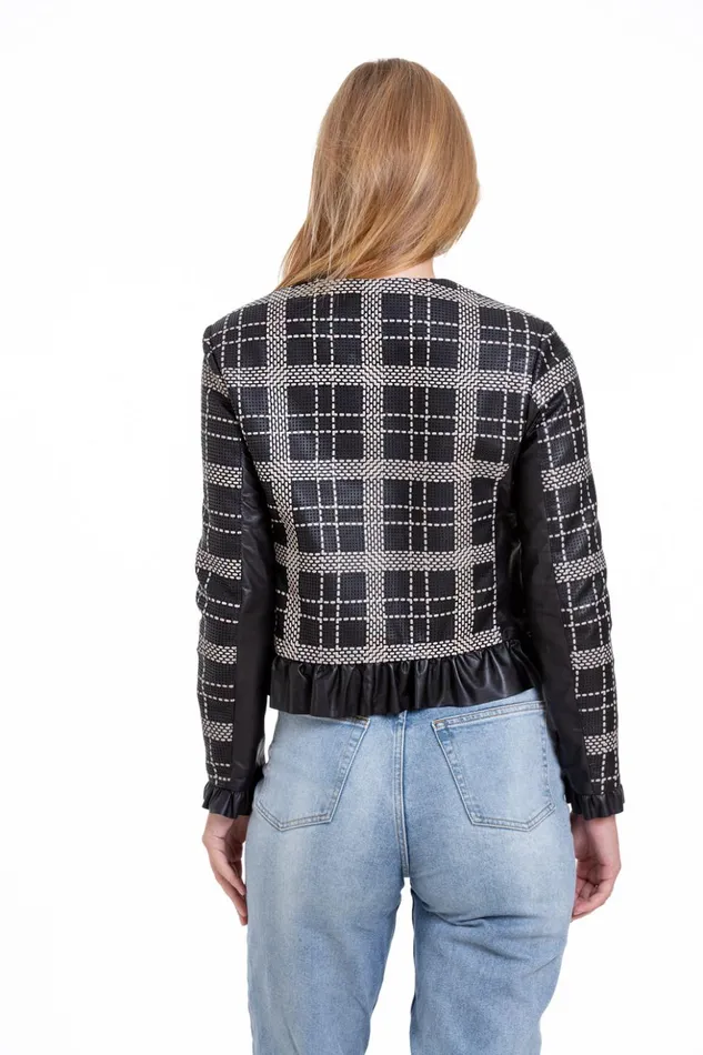 Vinci Leather Leather Jackets The Enmore Handwoven Leather Black Jacket 8211 Women
