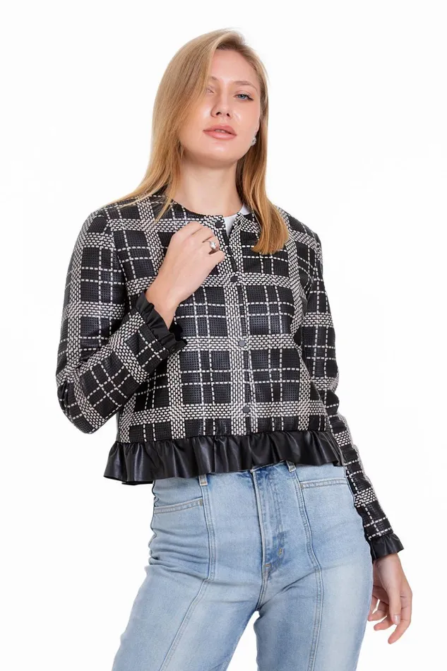 Vinci Leather Leather Jackets The Enmore Handwoven Leather Black Jacket 8211 Women