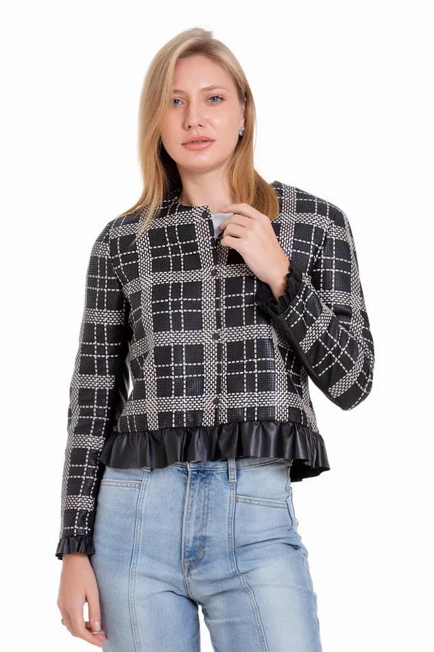 Vinci Leather Leather Jackets The Enmore Handwoven Leather Black Jacket 8211 Women