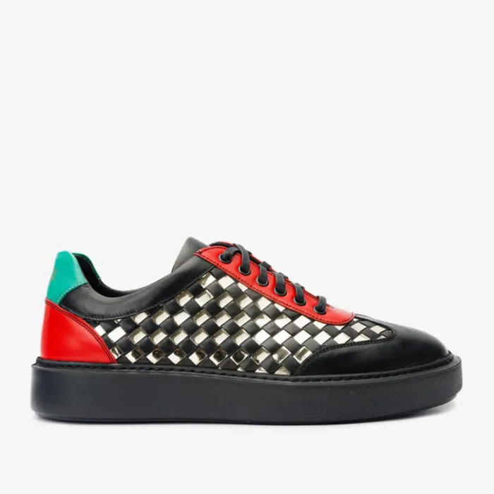 Vinci Leather Sneakers The Messina Black and Gold Woven Leather Sneaker 8211 Men