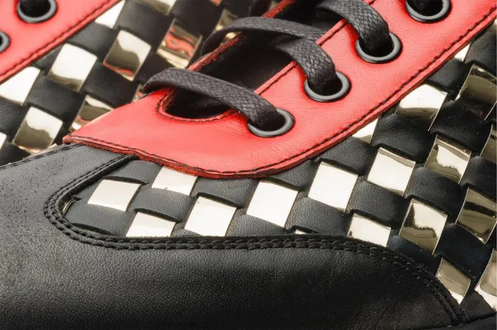 Vinci Leather Sneakers The Messina Black and Gold Woven Leather Sneaker 8211 Men