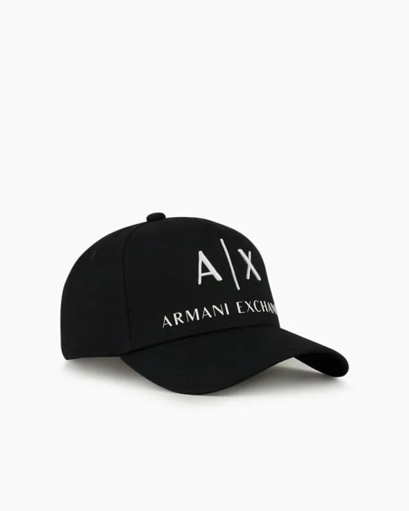 Visor Cap With Logo Black Men Armani Hats And Gloves