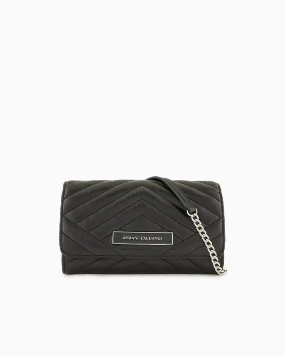 Wallet With Flap And Quilted Shoulder Strap Black Women Armani Wallets And Small Leather Goods Wallet With Flap And Quilted Shoulder Strap Black Women Armani Wallets And Small Leather Goods