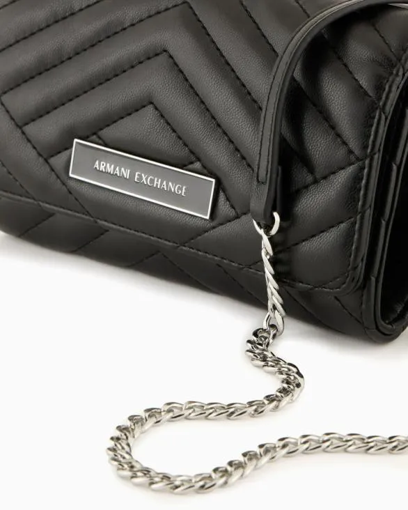Wallet With Flap And Quilted Shoulder Strap Black Women Armani Wallets And Small Leather Goods Wallet With Flap And Quilted Shoulder Strap Black Women Armani Wallets And Small Leather Goods