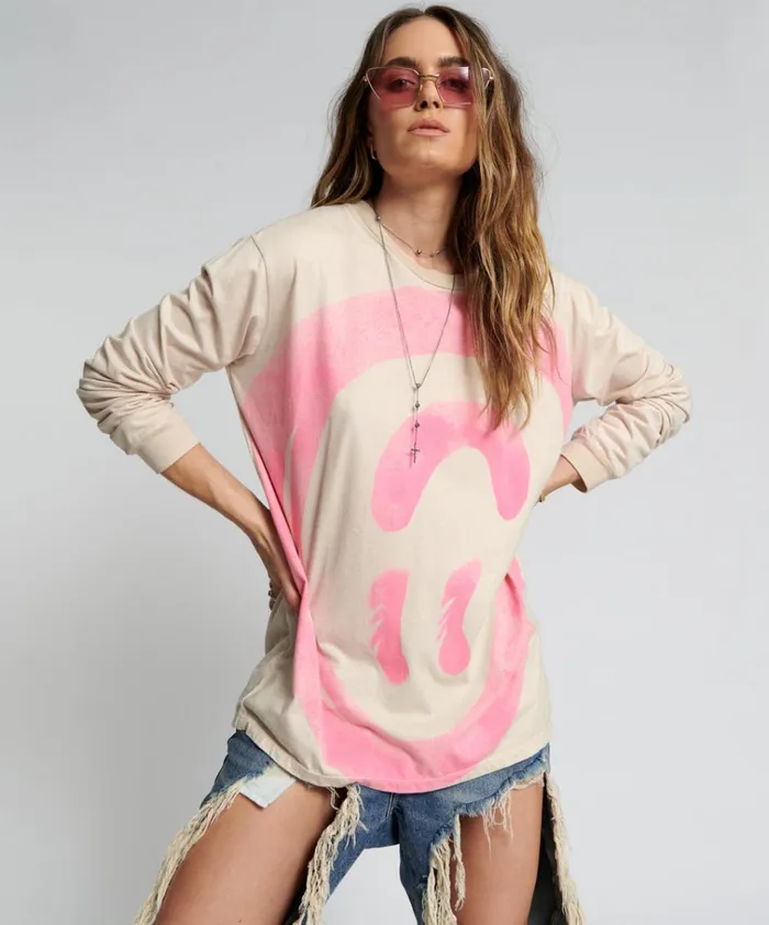 WAS IT ALL AN ILLUSION HANDSPRAYED LONG SLEEVE TEE Women One Teaspoon Tees and Tanks