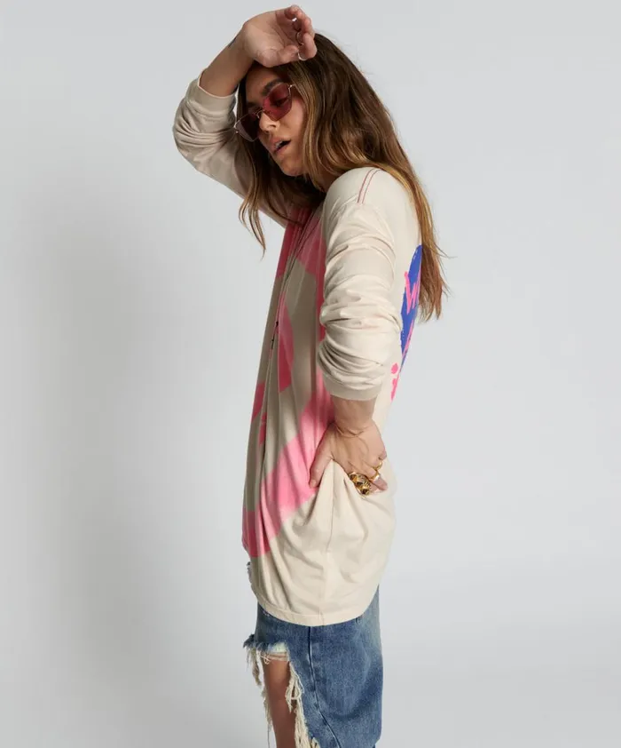 WAS IT ALL AN ILLUSION HANDSPRAYED LONG SLEEVE TEE Women One Teaspoon Tees and Tanks WAS IT ALL AN ILLUSION HANDSPRAYED LONG SLEEVE TEE Women One Teaspoon Tees and Tanks