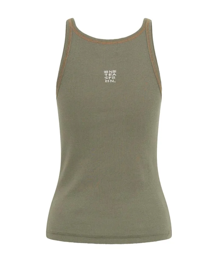 WASHED KHAKI ONE TEASPOON RIB SINGLET Women One Teaspoon Tees and Tanks WASHED KHAKI ONE TEASPOON RIB SINGLET Women One Teaspoon Tees and Tanks