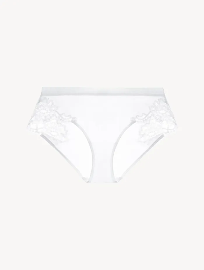 White Cotton Midrise Briefs Lingerie La Perla Midrise