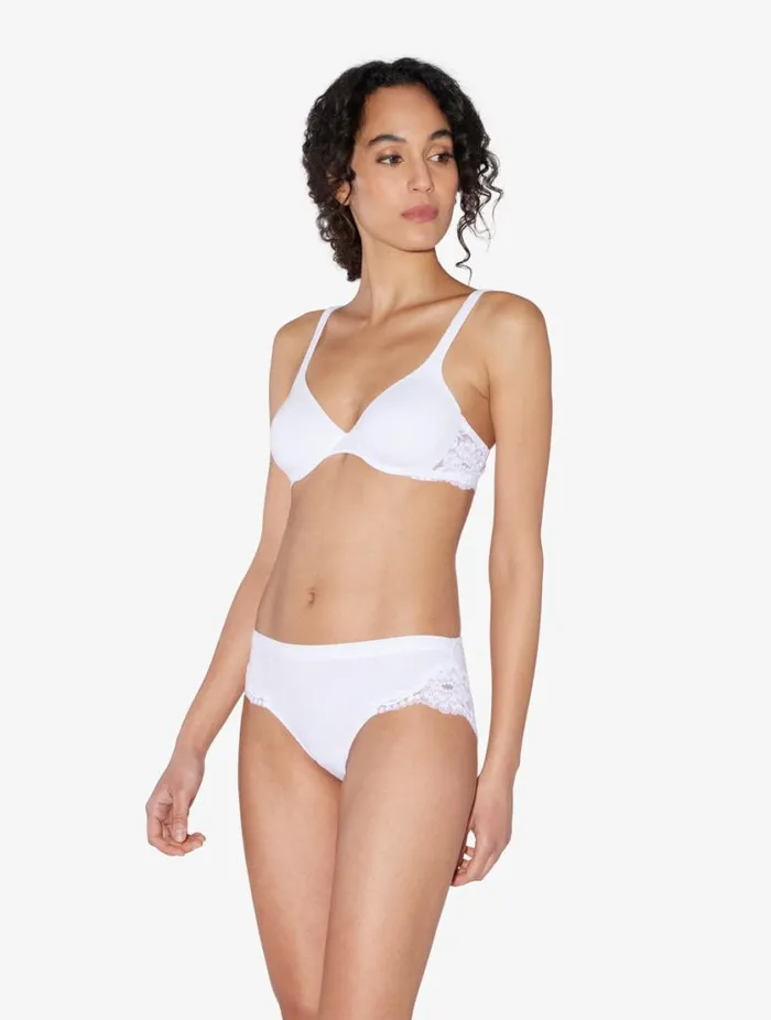 White Cotton Midrise Briefs Lingerie La Perla Midrise