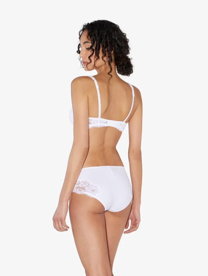 White Cotton Midrise Briefs Lingerie La Perla Midrise