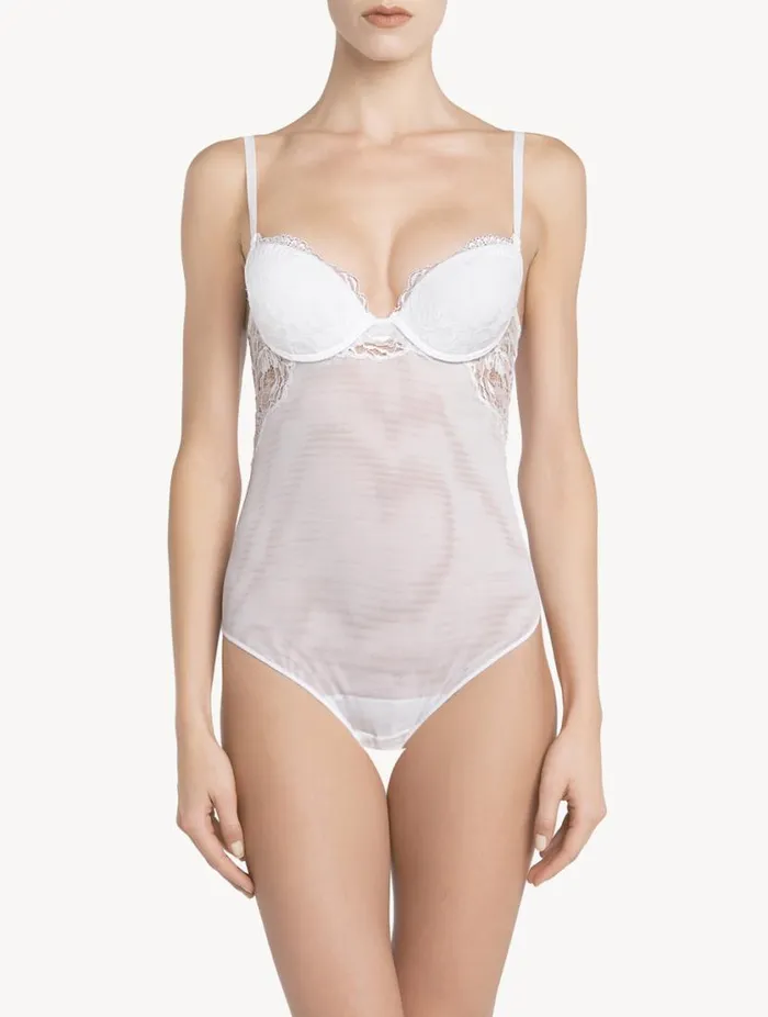White Lace Bodysuit Lingerie La Perla Bodysuits and Bustiers
