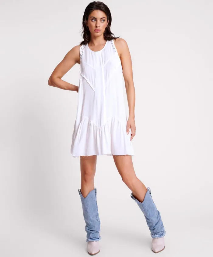 WHITE LACED CHARLESTON TIERED DRESS Women One Teaspoon Mini Dresses