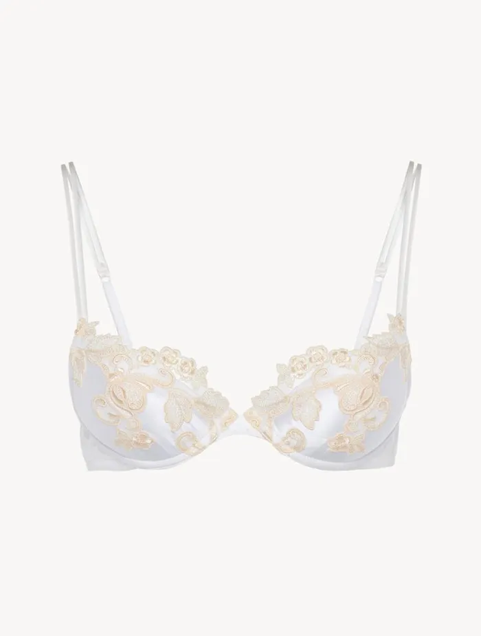 White Silk Pushup Bra With Frastaglio Lingerie La Perla Padded