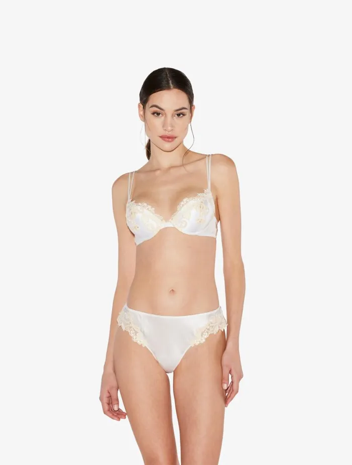 White Silk Pushup Bra With Frastaglio Lingerie La Perla Padded