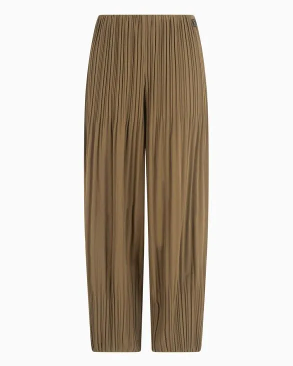 Wide Trousers In Pleated Fabric Brown Women Armani Matching Sets