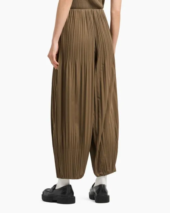 Wide Trousers In Pleated Fabric Brown Women Armani Matching Sets Wide Trousers In Pleated Fabric Brown Women Armani Matching Sets