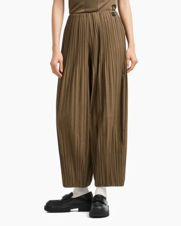 Wide Trousers In Pleated Fabric Brown Women Armani Matching Sets Wide Trousers In Pleated Fabric Brown Women Armani Matching Sets