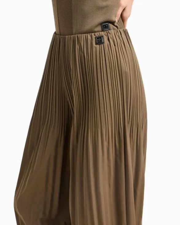 Wide Trousers In Pleated Fabric Brown Women Armani Matching Sets Wide Trousers In Pleated Fabric Brown Women Armani Matching Sets