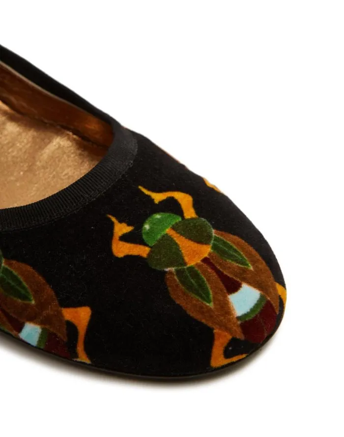 Winter Ballerina Flats Scarab Black Women La Double J Shoes Winter Ballerina Flats Scarab Black Women La Double J Shoes