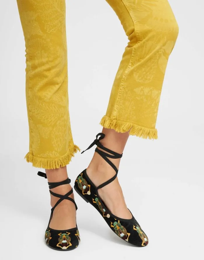 Winter Ballerina Flats Scarab Black Women La Double J Shoes Winter Ballerina Flats Scarab Black Women La Double J Shoes