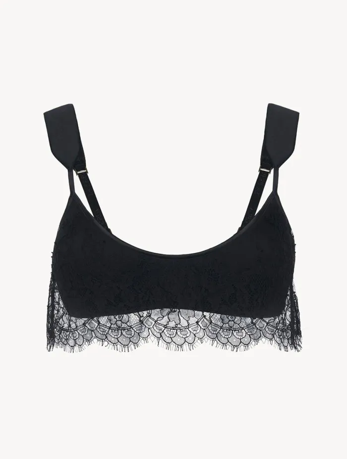Wireless Bra In Black With Lace Overlay Lingerie La Perla Padded