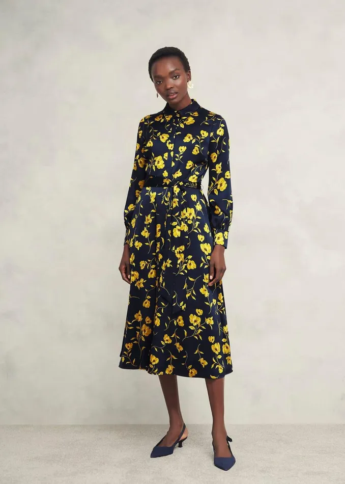 Women Amelia Shirt Dress Navy Yellow Hobbs Dresses and Jumpsuits