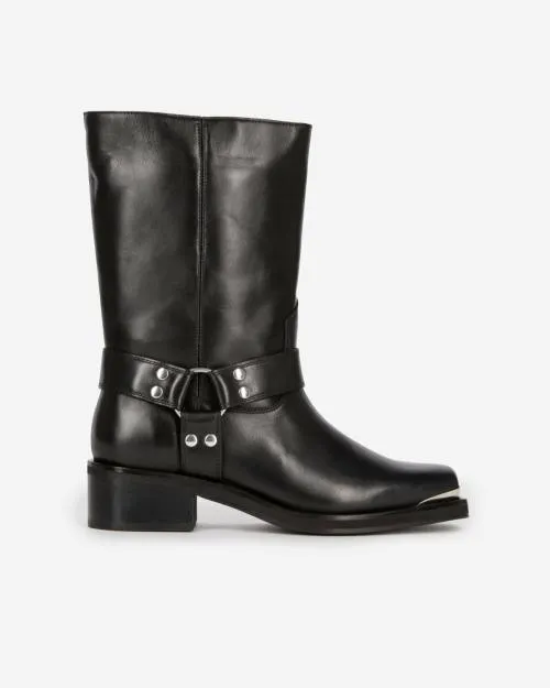 Women Ankle Boots and Boots The Kooples Black Leather Strap Boots Black