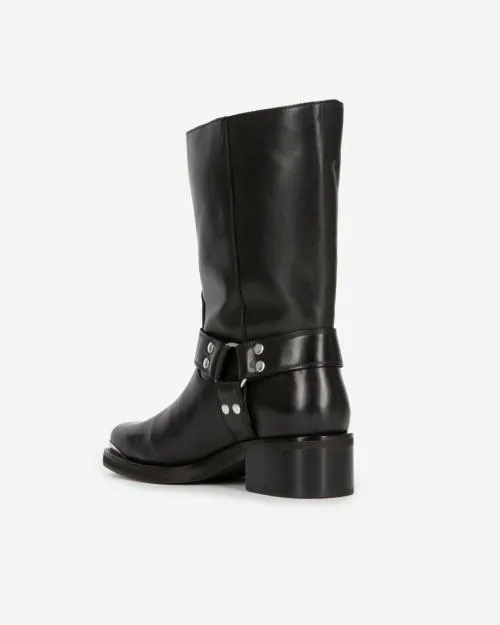 Women Ankle Boots and Boots The Kooples Black Leather Strap Boots Black