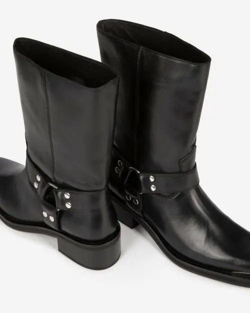 Women Ankle Boots and Boots The Kooples Black Leather Strap Boots Black