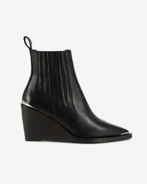 Women Ankle Boots and Boots The Kooples Western Ankle Boots In Black Leather Black