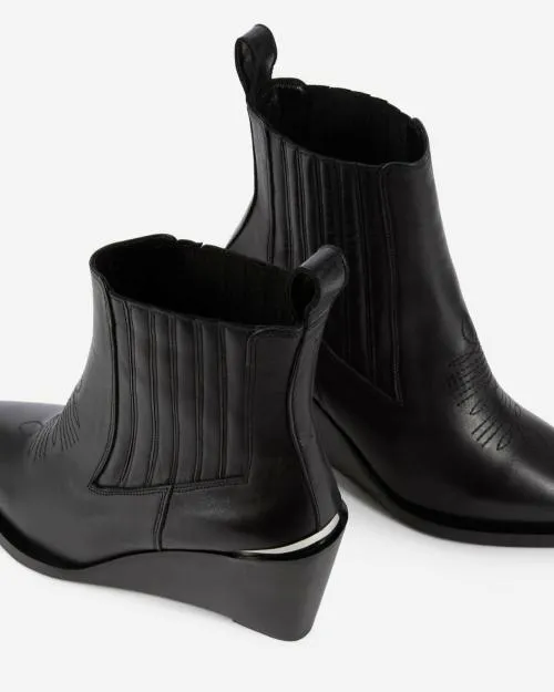 Women Ankle Boots and Boots The Kooples Western Ankle Boots In Black Leather Black