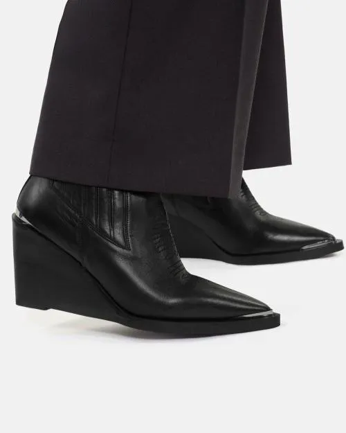 Women Ankle Boots and Boots The Kooples Western Ankle Boots In Black Leather Black