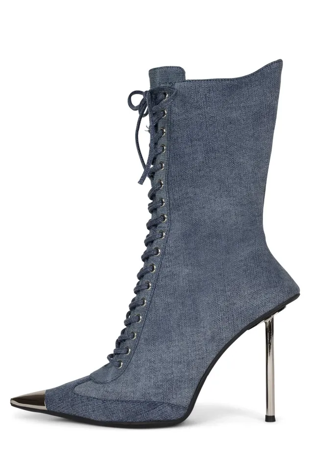 Women Ankle To Mid Jeffrey Campbell BRINGITON Denim Silver