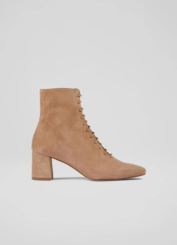 Women Arabella Tan Suede Lace Up Ankle Boots Brown LKBennett Boots