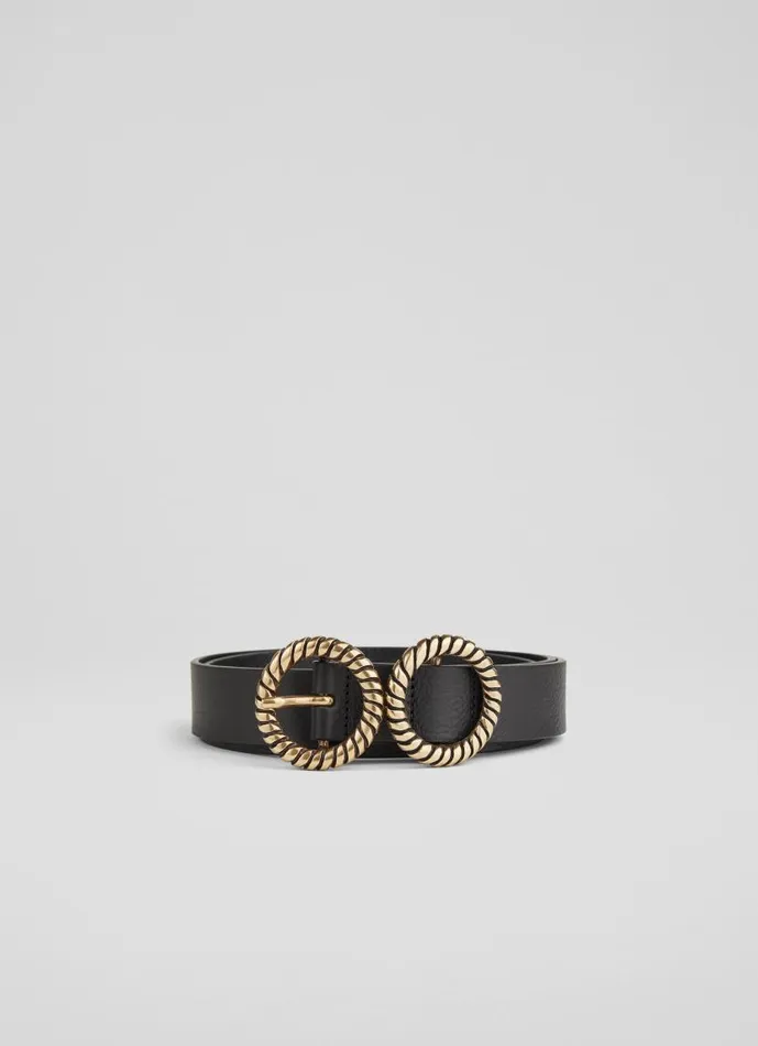 Women Arlo Black Leather Double Metal Twist Belt LKBennett Belts